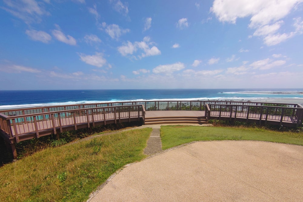 Cape Ayamaru in Amami Oshima Island where you can see the ocean and the horizon as far as the eye can see.